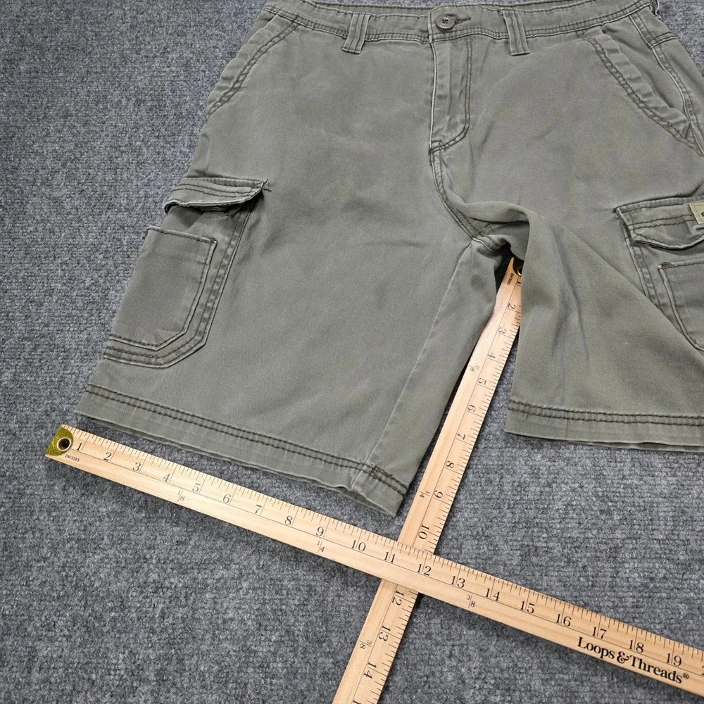 UNIONBAY Mens Messenger Cargo Shorts Size 34 Sage Green Khaki Outdoor Hiking EUC